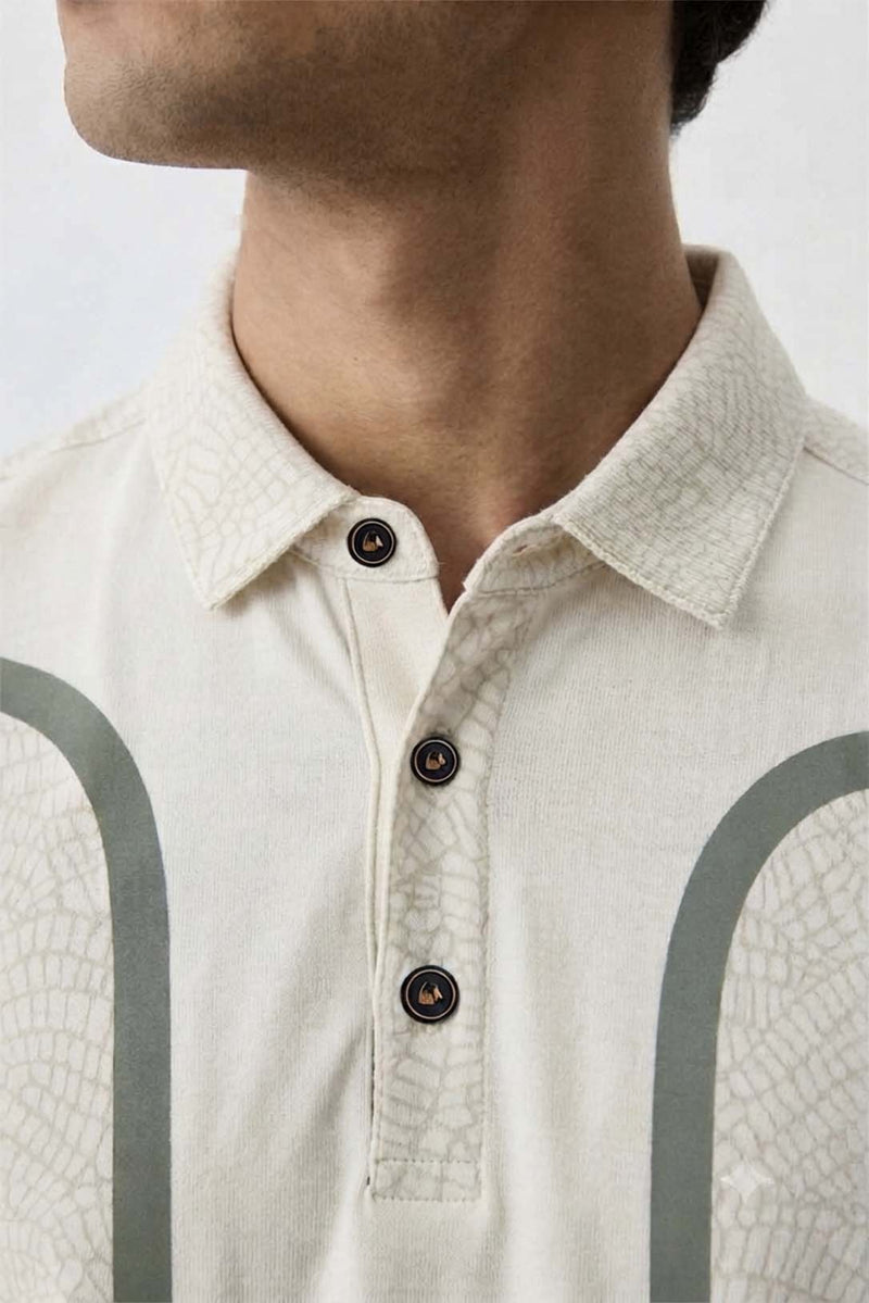 Men's Premium Printed Polo T-Shirt with Contrast Detailing