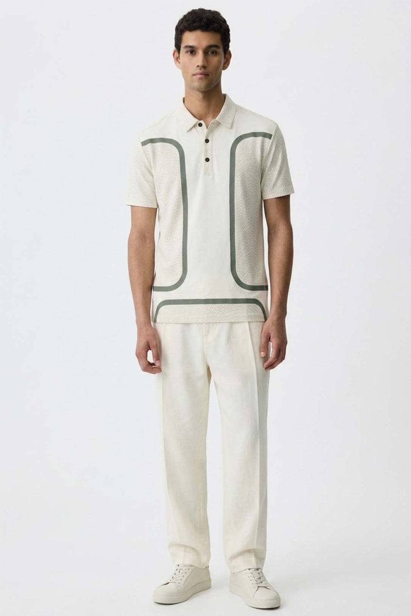 Men's Premium Printed Polo T-Shirt with Contrast Detailing