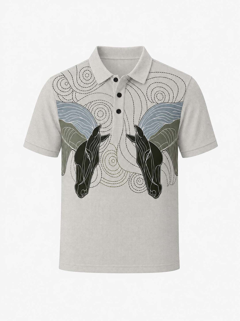 Men's Premium Abstract Horse Artwork Polo T-Shirt