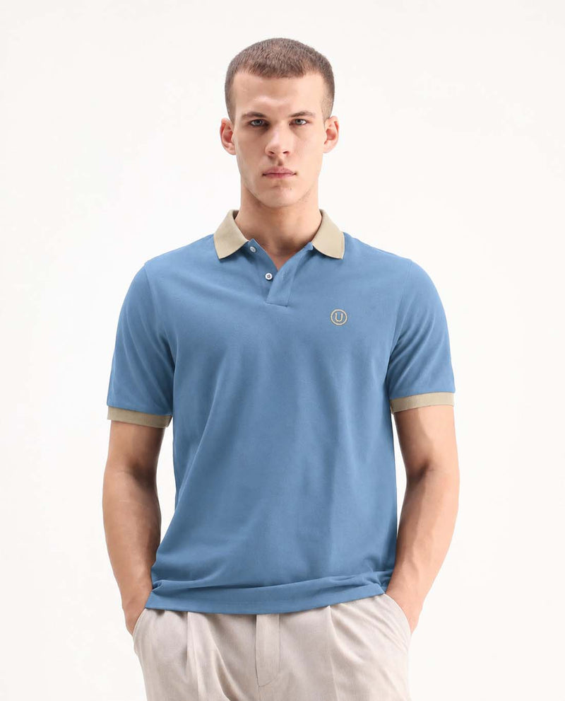 Men’s Premium Cotton Polo with Contrast Grey Collar T-shirt
