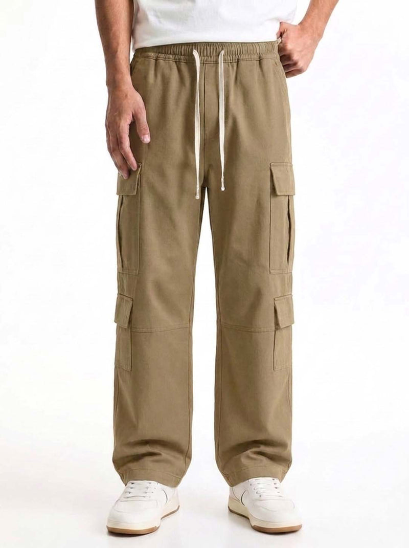 Men’s Premium Solid Relaxed Fit Utility Cargo Pants