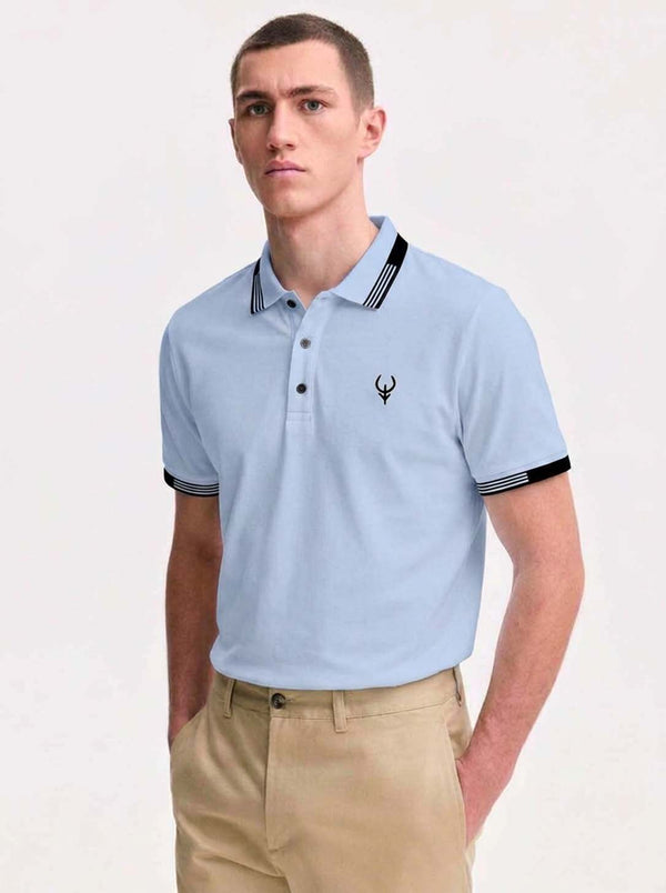 Men’s Premium Contrast Stripe Collar Polo T-Shirt