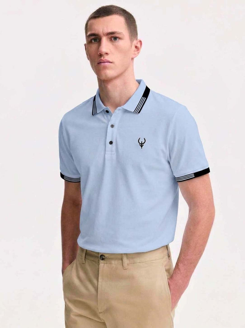 Men’s Premium Contrast Stripe Collar Polo T-Shirt