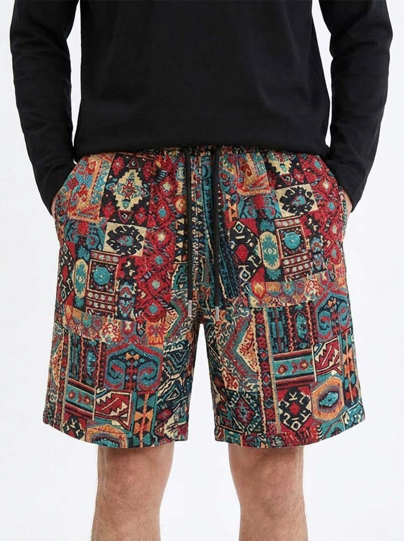 Men's Premium Multicolor Printed Jacquard Drawstring Shorts