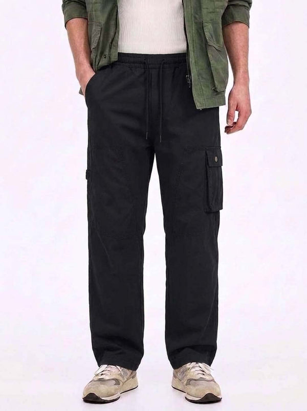 Men's Premium Relaxed Fit Casual Pants with Flap Pockets Cargo