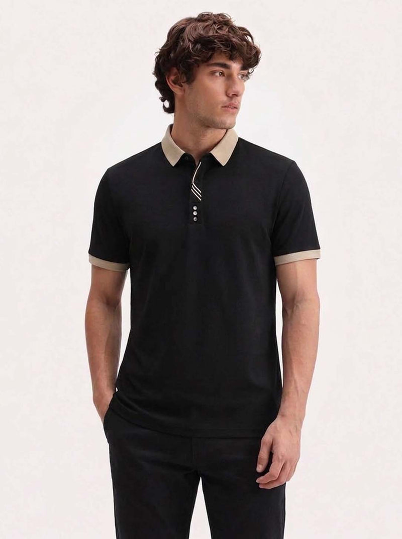Men’s Premium Contrast Collar Polo T-Shirt