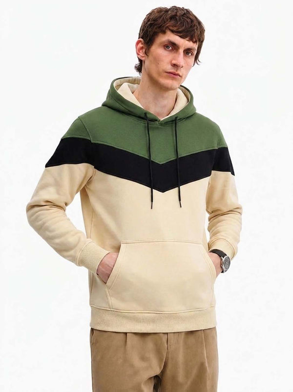 Men’s Color Block Hoodie Casual Pullover Sweatshirt