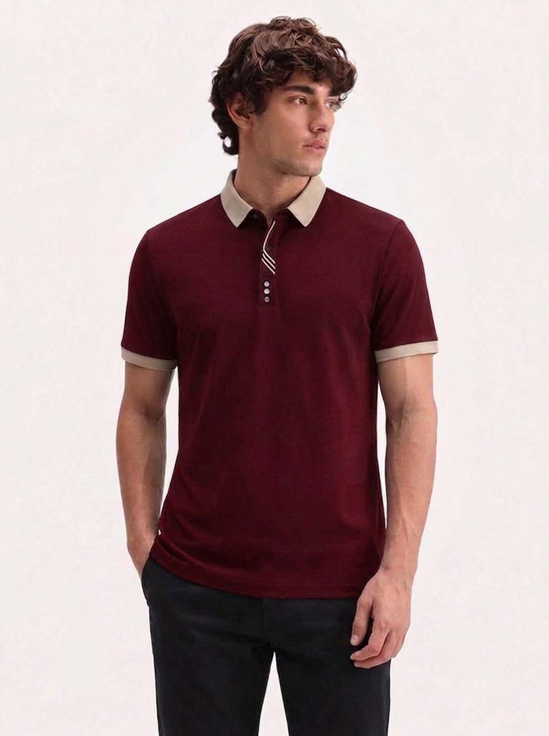 Men’s Premium Contrast Collar Polo T-Shirt