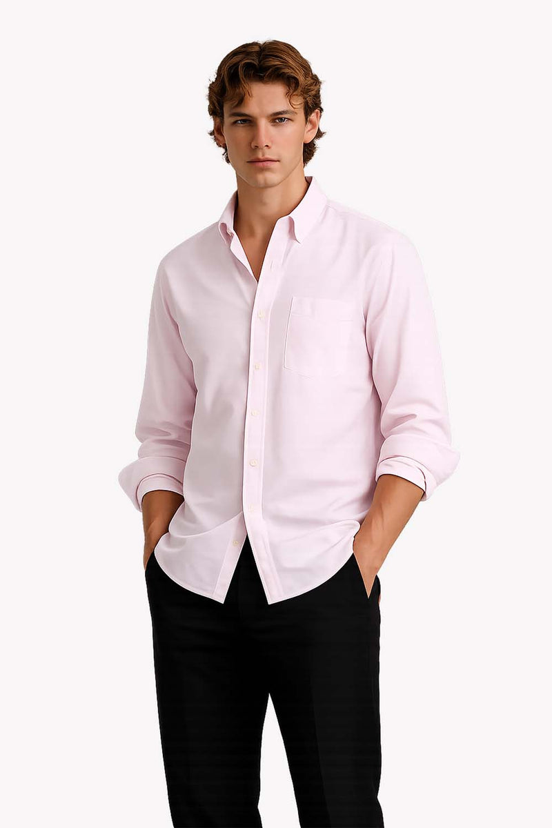 Men’s Premium Cotton Solid Casual Button-Down Shirt