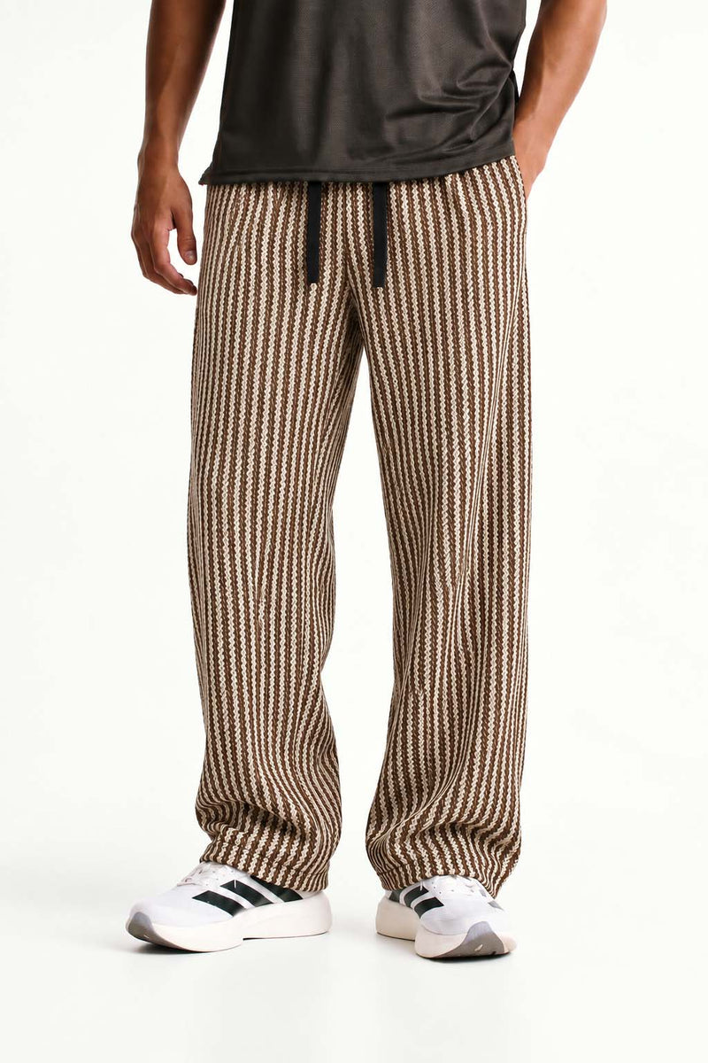 Men's Premium Regular Fit Textured Vertical Striped Track Pant