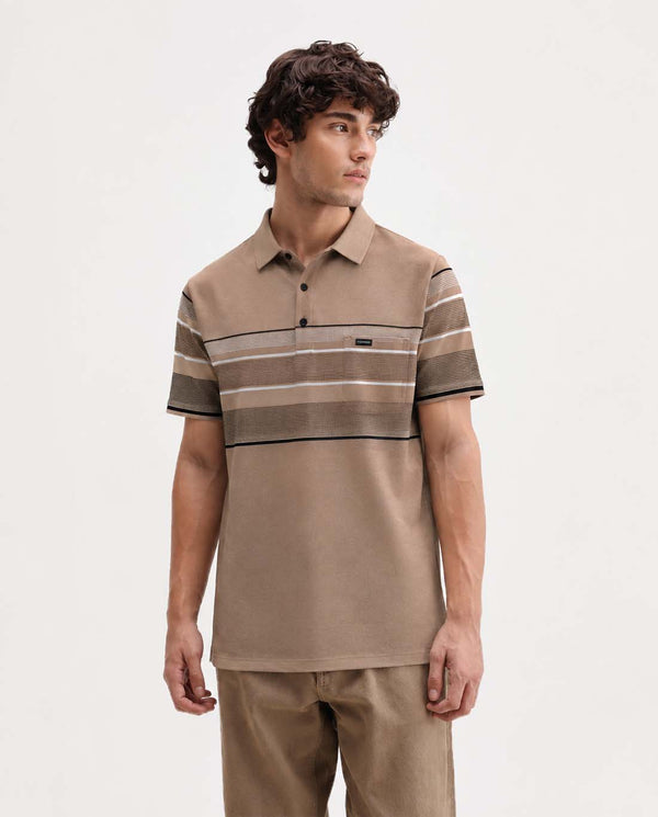 Men’s Premium Textured Polo with Striped Panel Design T-shirt