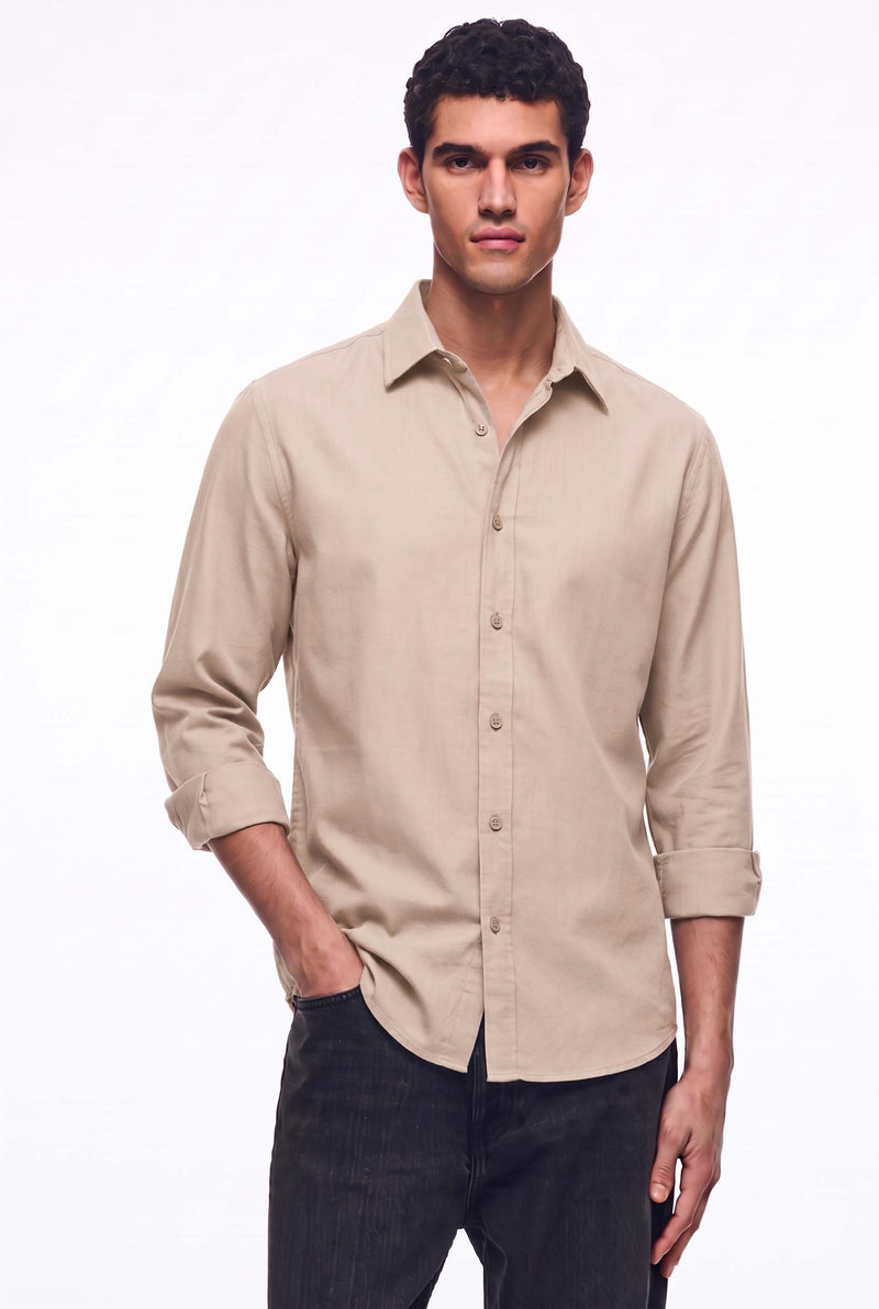 Men’s Premium Plain Regular fit Linen-Blend Shirt