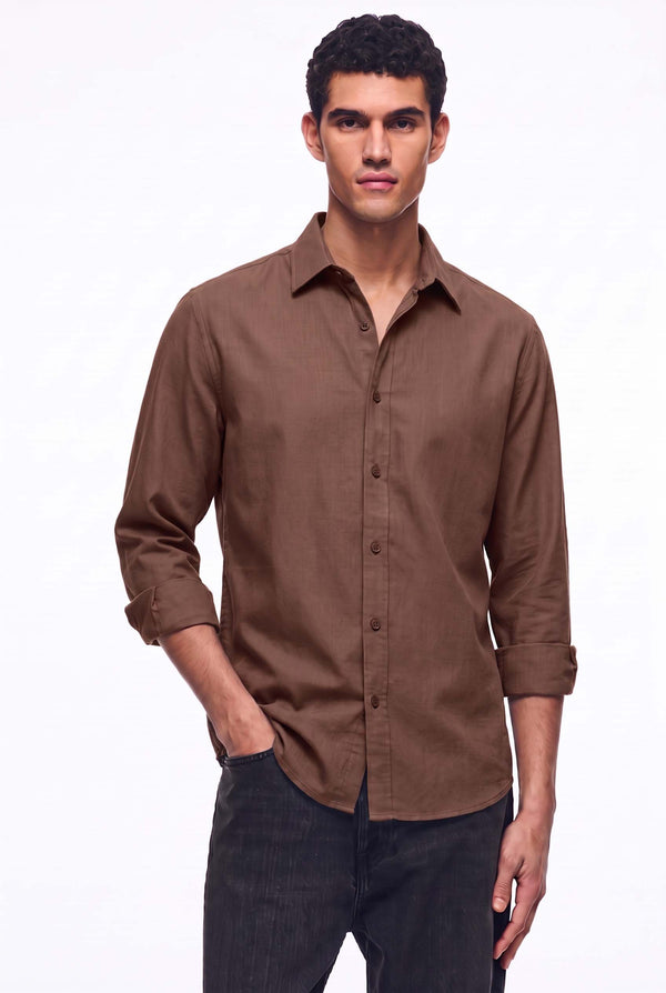 Men’s Premium Plain Regular fit Linen-Blend Shirt