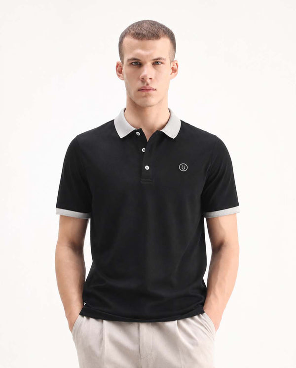 Men’s Premium Cotton Polo with Contrast Grey Collar T-shirt