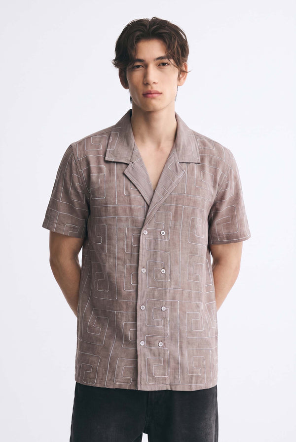 Men's Premium Double-Breasted Printed Cuban Collar Shirt