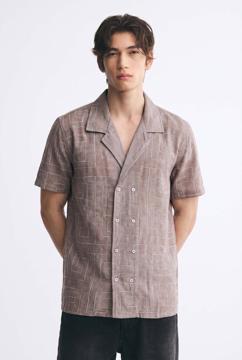 Men's Premium Double-Breasted Printed Cuban Collar Shirt