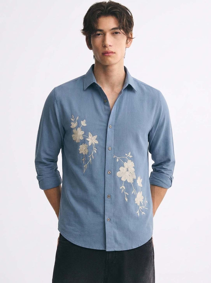 Men’s Premium Floral Embroidered Shirt