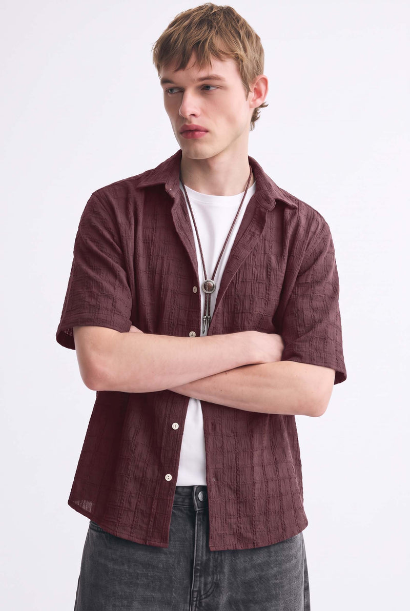 Men's Premium Textured Short-Sleeve Casual Shirt