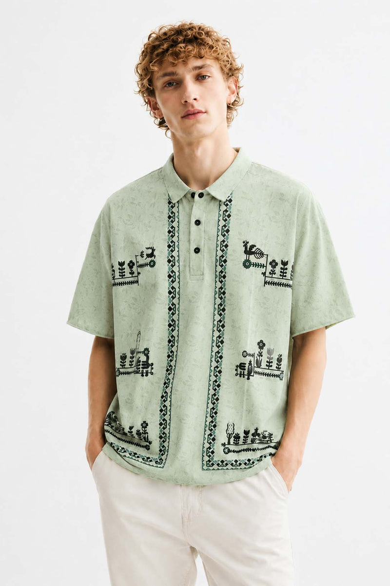 Men's Premium Printed Graphic Design Polo T-Shirt