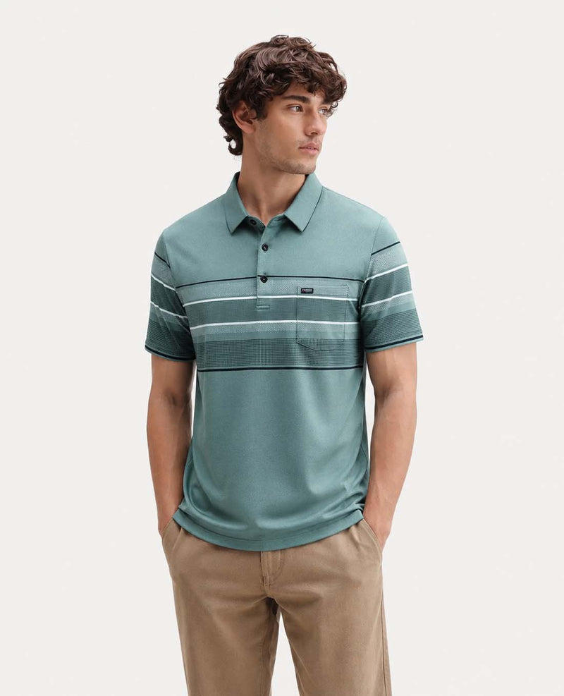 Men’s Premium Textured Polo with Striped Panel Design T-shirt