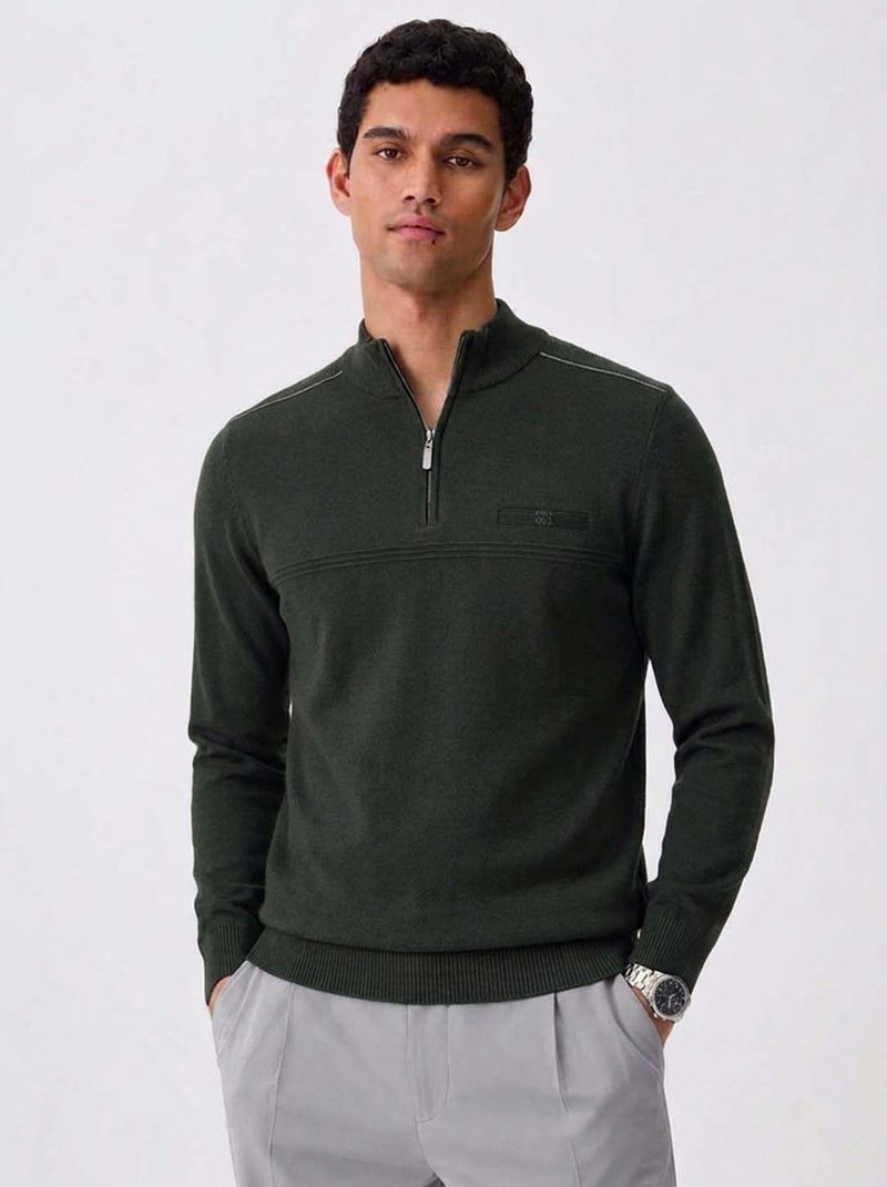 Men's Premium Half-Zip High Neck Knit T-shirt