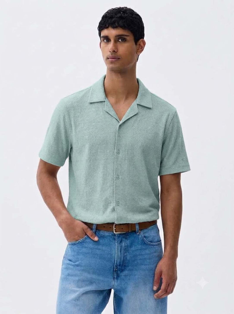 Men's Premium Textured Cuban Collar Shirt