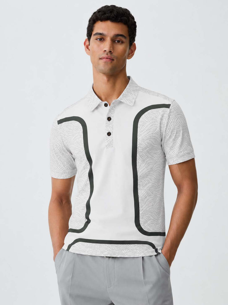Men's Premium Printed Polo T-Shirt with Contrast Detailing