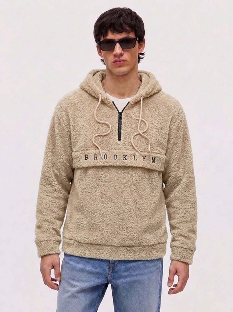 Men’s Premium Casual Full Sleeve Fleece Hooded Half-Zip Pullover Hoodie