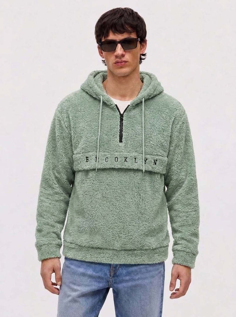 Men’s Premium Casual Full Sleeve Fleece Hooded Half-Zip Pullover Hoodie