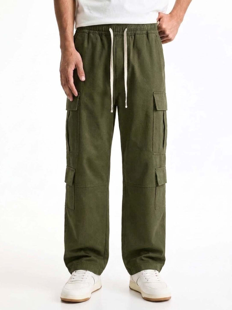 Men’s Premium Solid Relaxed Fit Utility Cargo Pants