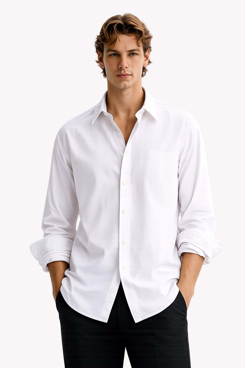 Men’s Premium Cotton Solid Casual Button-Down Shirt