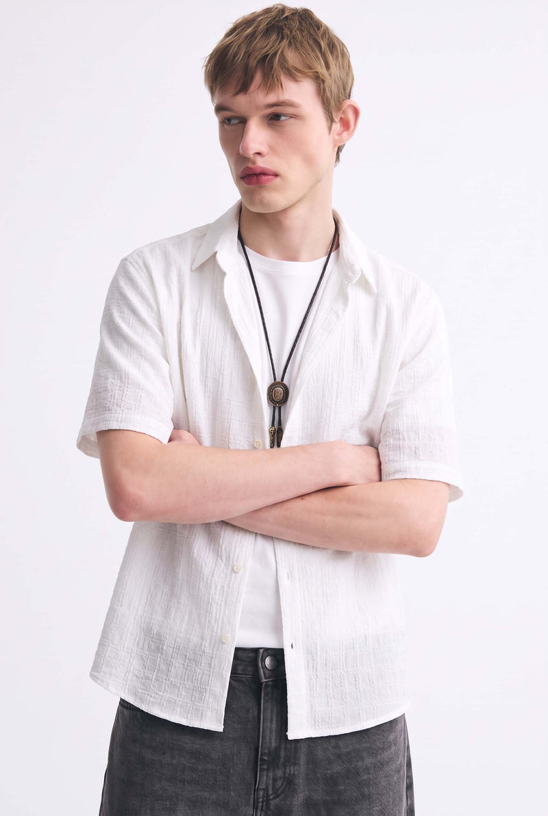 Men's Premium Textured Short-Sleeve Casual Shirt