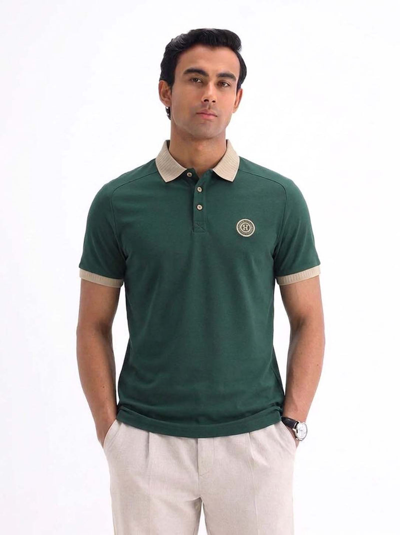 Men’s Premium Regular Contrast-Collar Polo T-Shirt