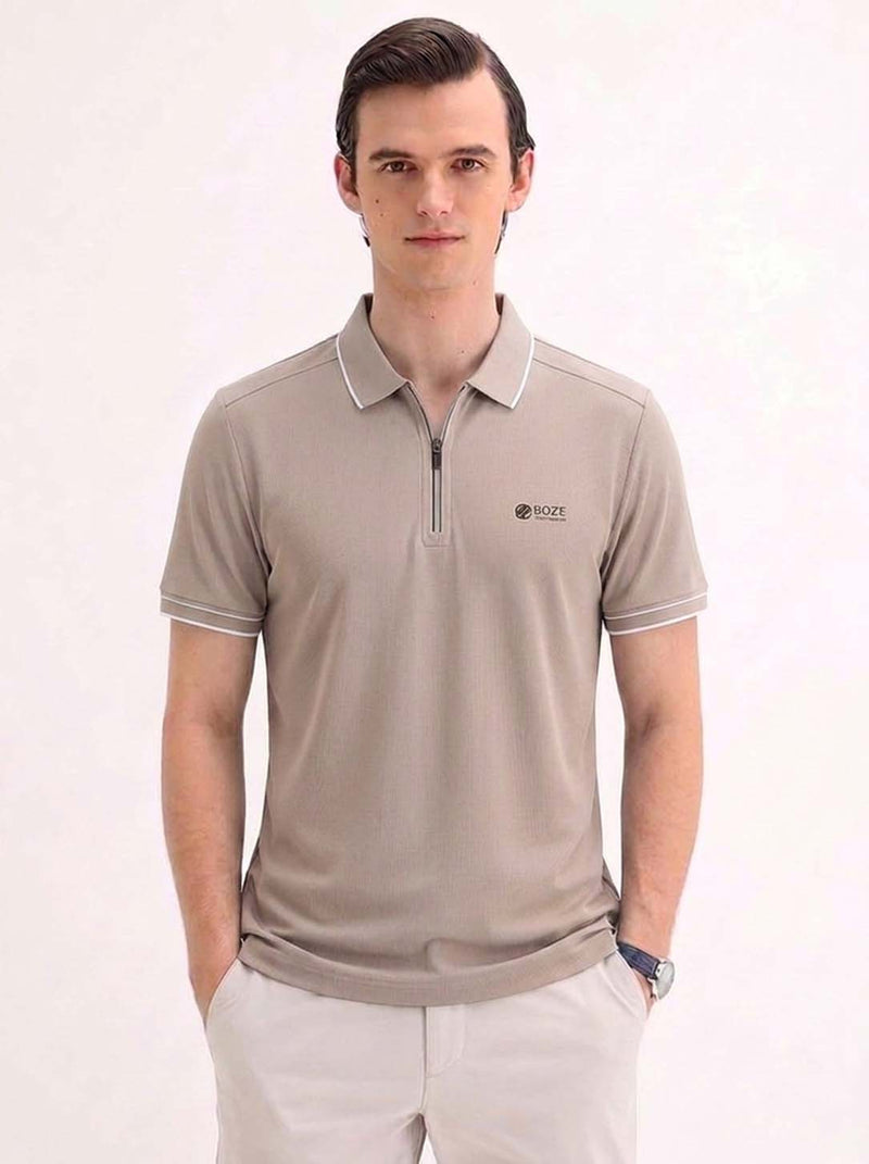 Men’s Premium Regular Fit Zippered Polo T-Shirt