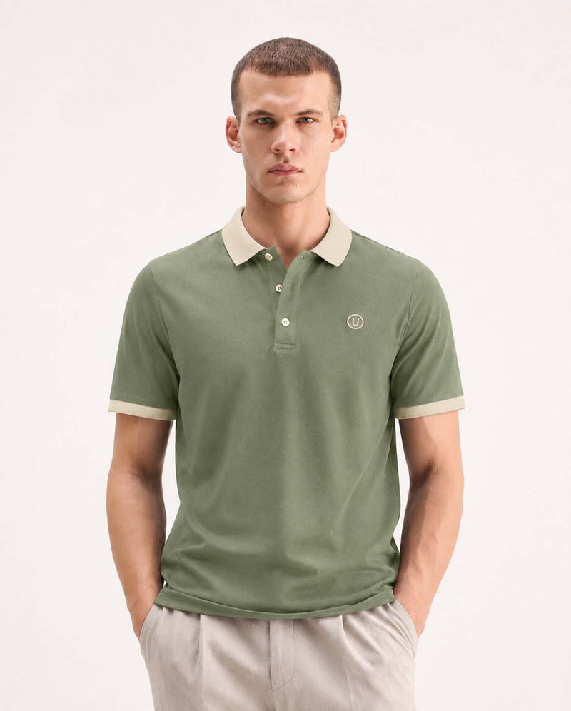 Men’s Premium Cotton Polo with Contrast Grey Collar T-shirt