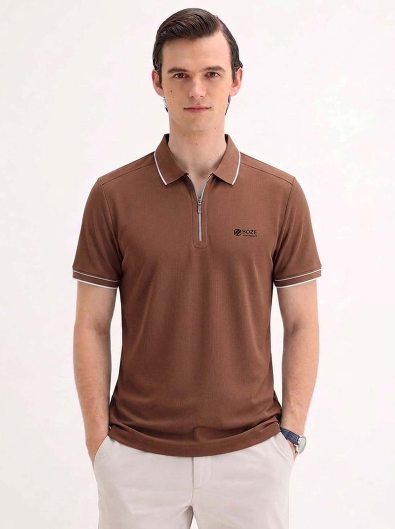 Men’s Premium Regular Fit Zippered Polo T-Shirt