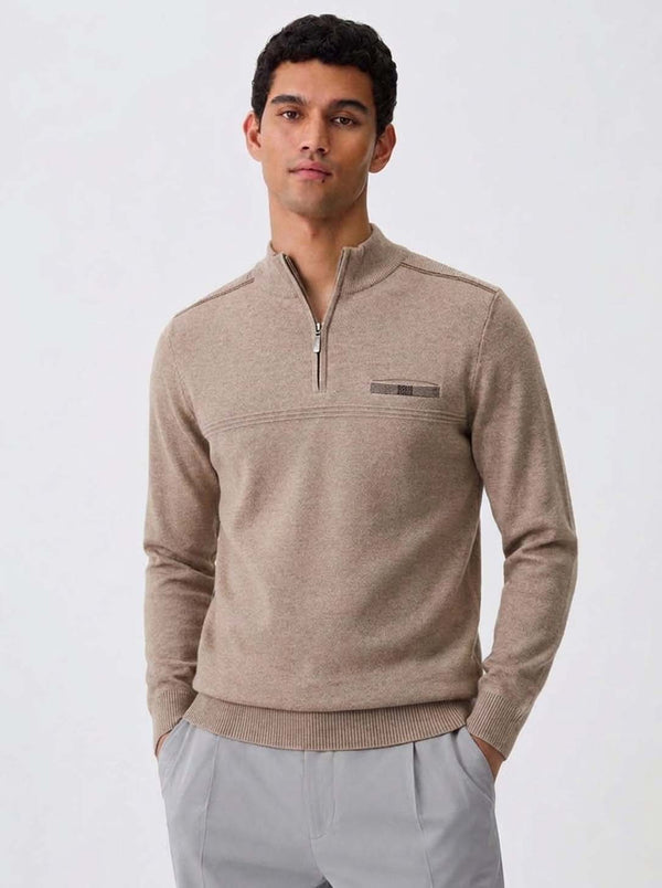 Men's Premium Half-Zip High Neck Knit T-shirt