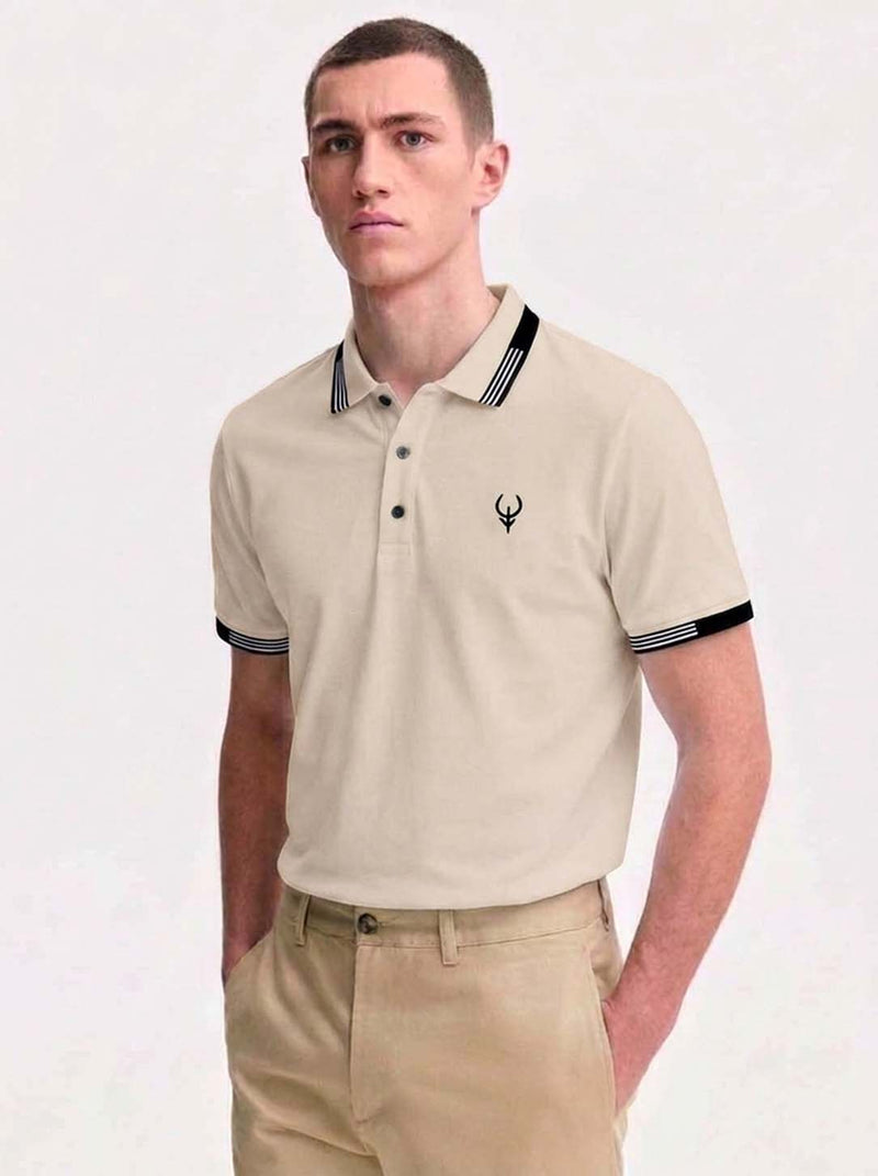 Men’s Premium Contrast Stripe Collar Polo T-Shirt