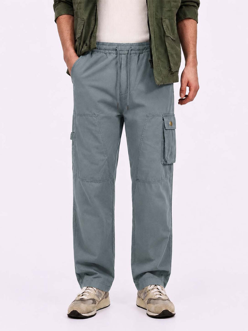 Men's Premium Relaxed Fit Casual Pants with Flap Pockets Cargo