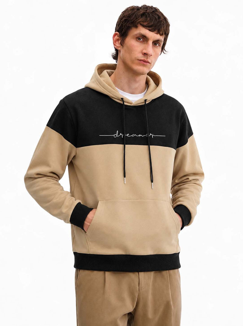 Men’s Premium Color Block Casual Fleece Pullover Hoodie