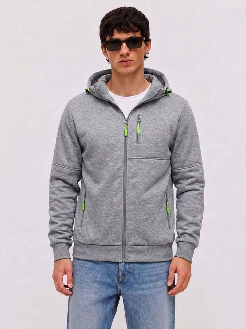 Men’s Premium Casual Full-Zip Fleece Hooded Jacket
