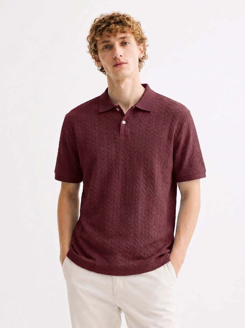 Men’s Premium Regular Fit Textured Polo T-Shirt