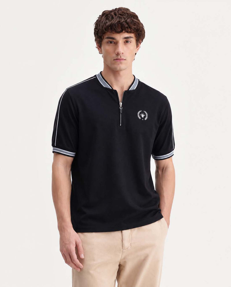 Men’s Premium Textured Cotton Polo Shirt with Contrast Trim