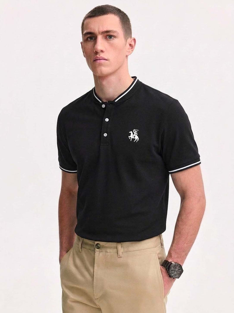Men’s Premium Mandarin Collar Polo T-Shirt