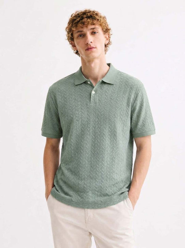 Men’s Premium Regular Fit Textured Polo T-Shirt
