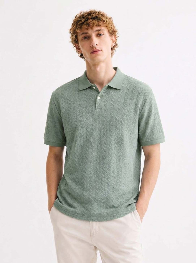 Men’s Premium Regular Fit Textured Polo T-Shirt
