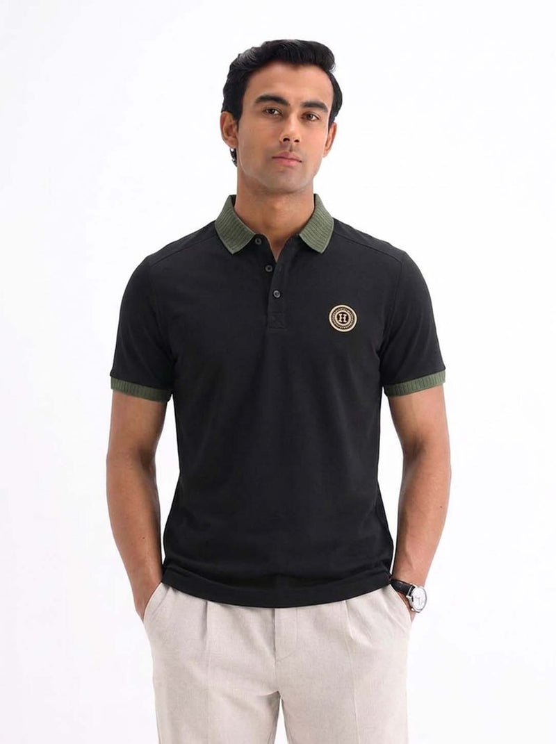 Men’s Premium Regular Contrast-Collar Polo T-Shirt