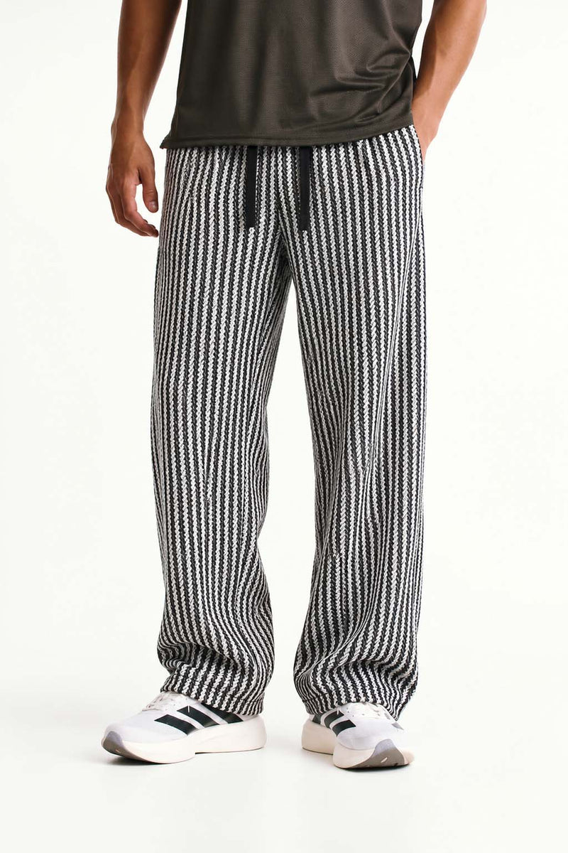Men's Premium Regular Fit Textured Vertical Striped Track Pant