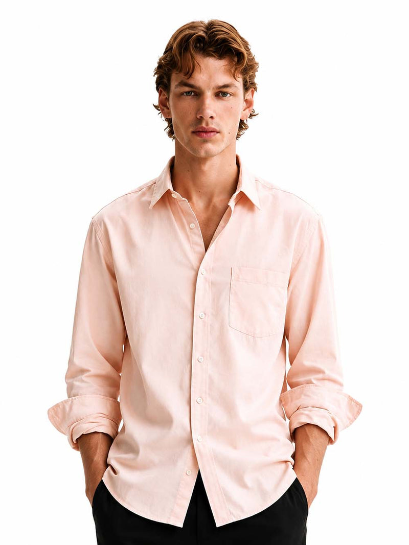 Men’s Premium Cotton Solid Casual Button-Down Shirt