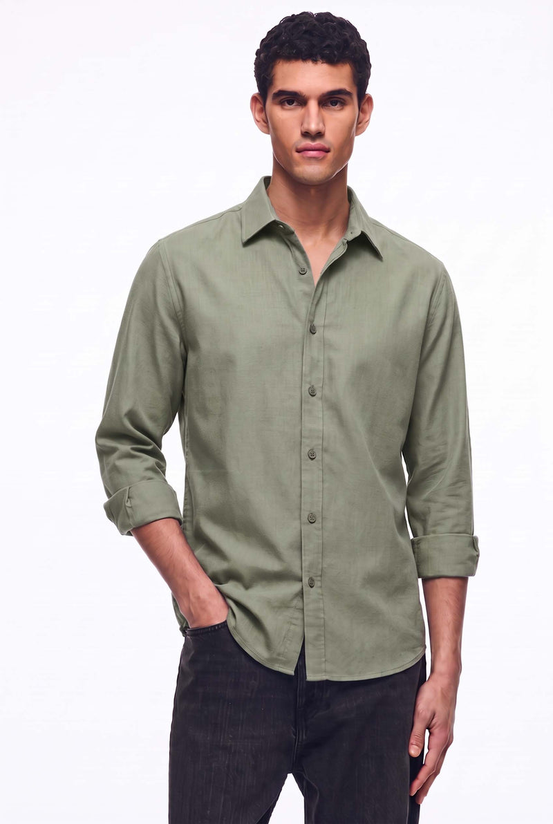 Men’s Premium Plain Regular fit Linen-Blend Shirt